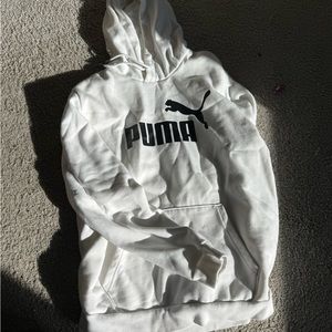 White hoodie black lettering puma